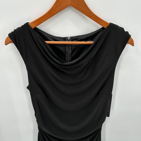 DAVID MEISTER NWT Black Ruched Cowl Neck Dress // 8 - Picture 4 of 11